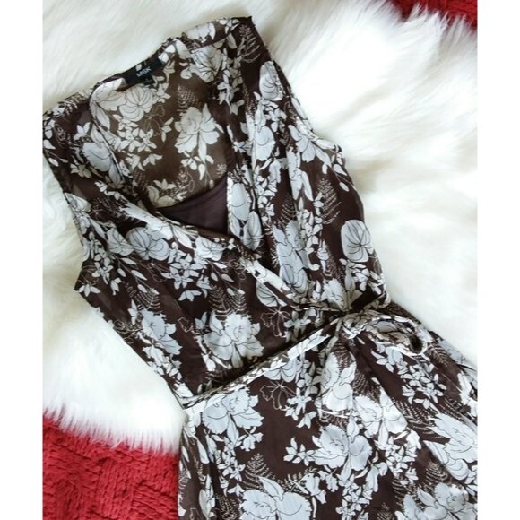 MSK | Brown Sheer Sleeveless Dress - Picture 8 of 9